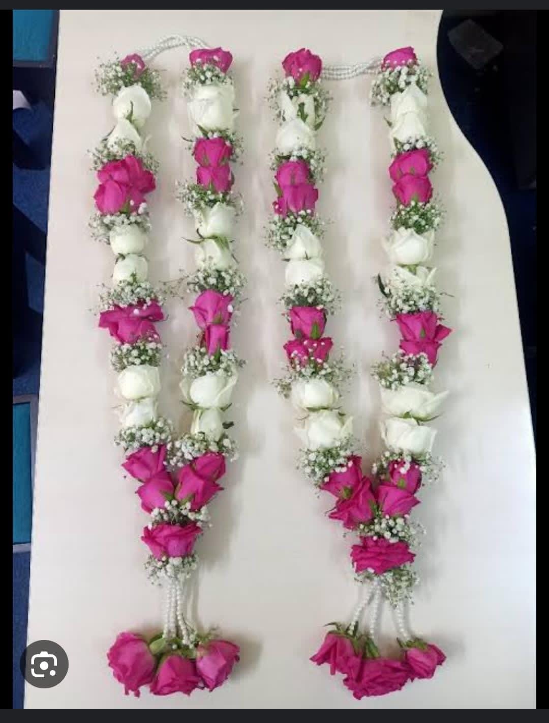 White and Red Roses Var Mala